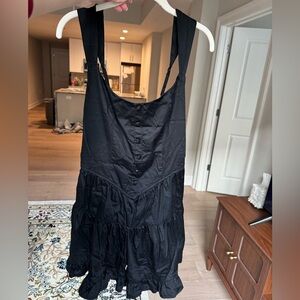 Black Tiered Button-Front Romper